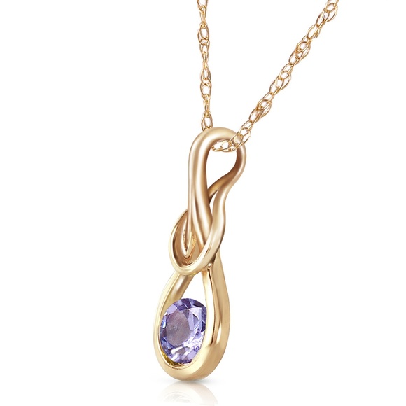 14K. SOLID GOLD NECKLACE WITH NATURAL TANZANITE